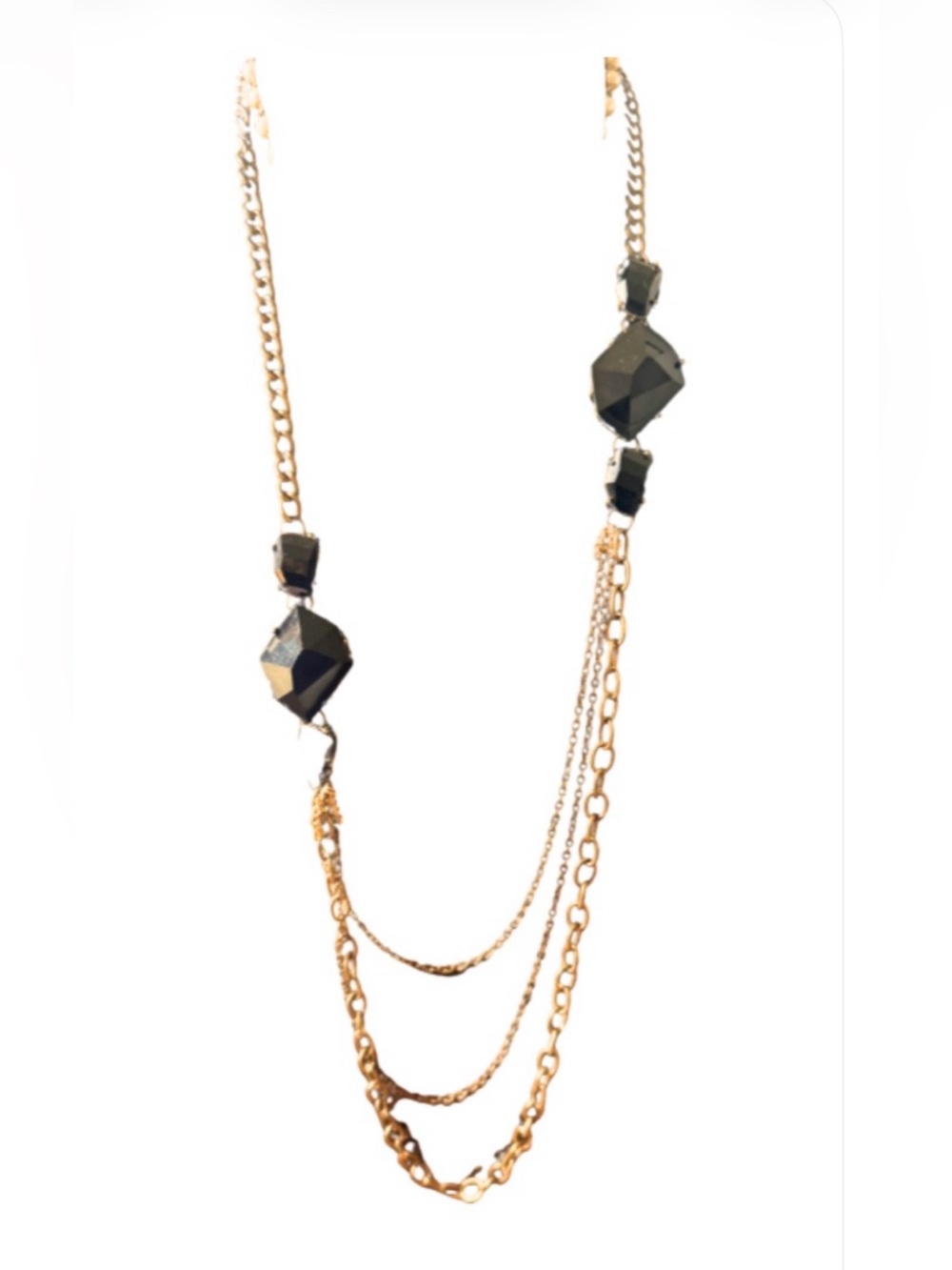 Vintage Long Heavy Chain with Big Acrylic Gems